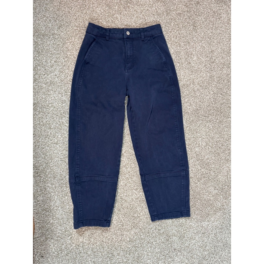 Everlane Barrel Utility Pants Navy Blue Organic Cotton High Rise Size 6R